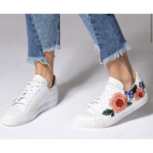 SKECHERS Sneakers Vaso Floral Embroidered Leather Tennis Shoes Women’s 7 White